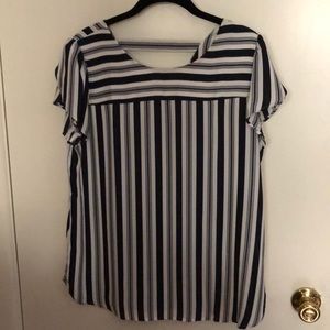 Loft navy and white striped bar back blouse